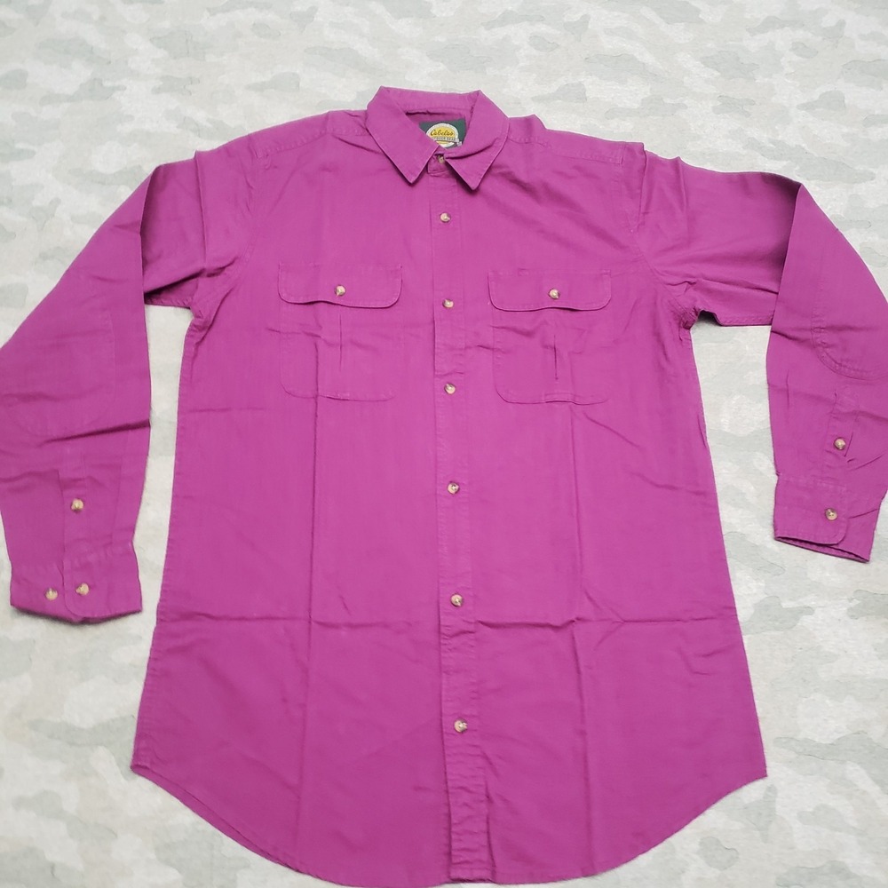 Cabela's Shirt Mens Medium Purple Pockets Long Sleeve Button Up Workwear Outdoor